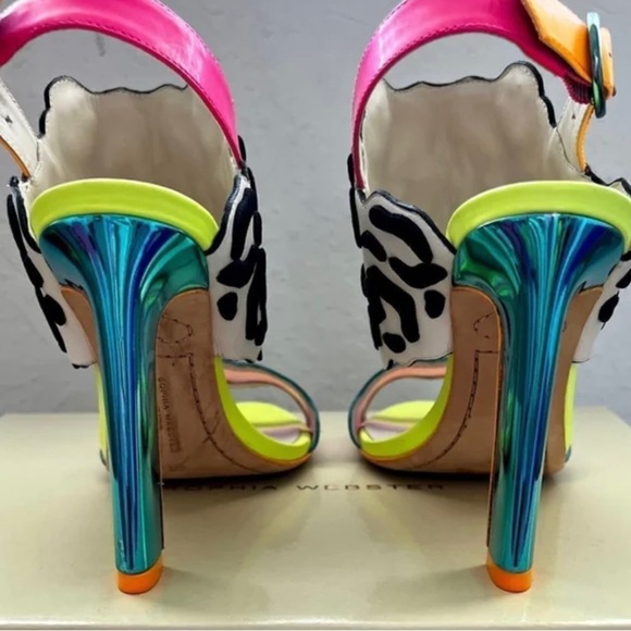 Colorful Fun Sophia Webster Leopard Print Sandals Heels - Picture 4 of 5